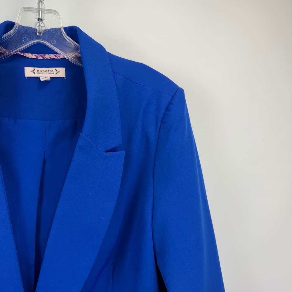 Nanette Lepore Womens Royal Blue Single Button Stretch Blazer Jacket Size 14 - Picture 8 of 12